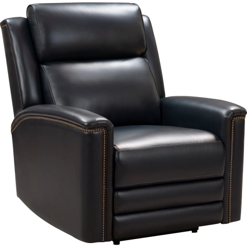 Tomas Power Recliner with Power Head Rest & Power Lumbar in Midnight Blue Top Grain Leather